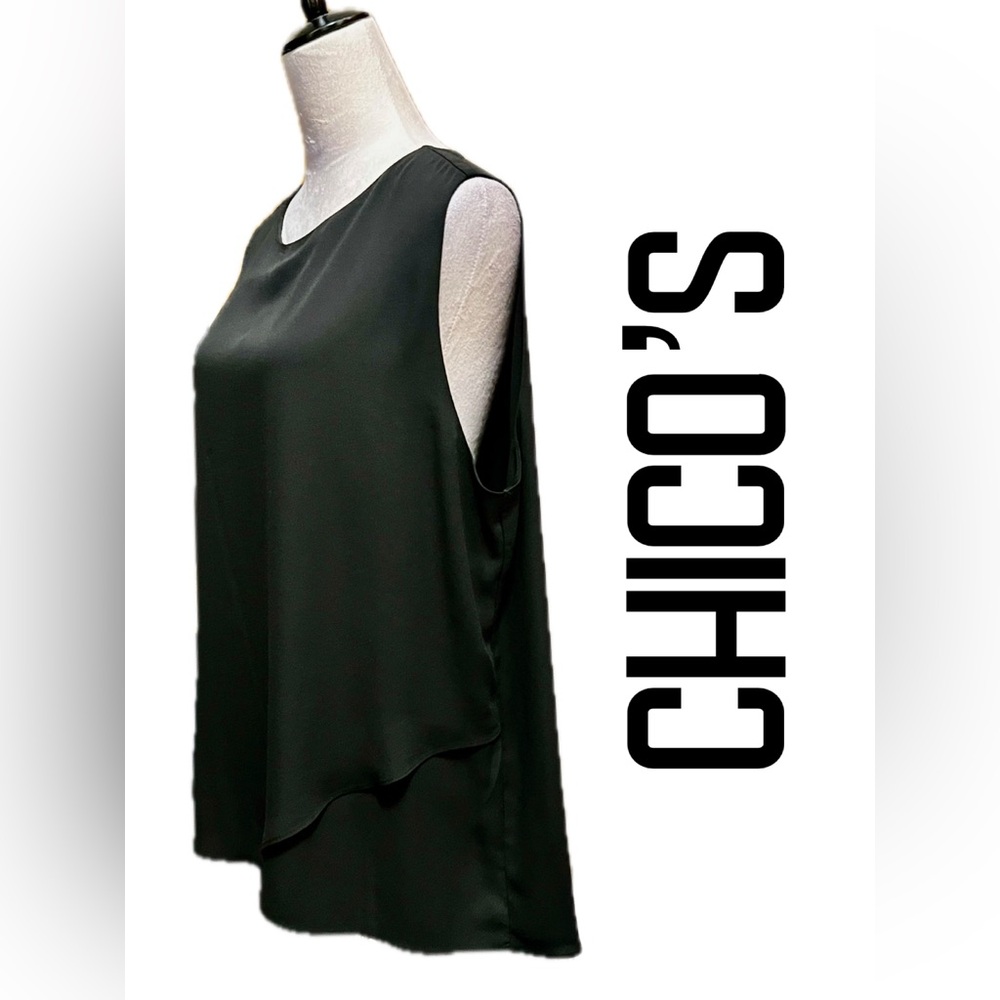 B15 Chico's Elegant Black Sleeveless Blouse in Size 3/XL